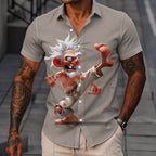 Retro Cartoon Old Man Funny Character Short Sleeve Shirt