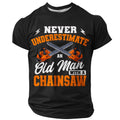 Old Man Saws Funny Chainsaw Handyman Tools Graphic Work Tee