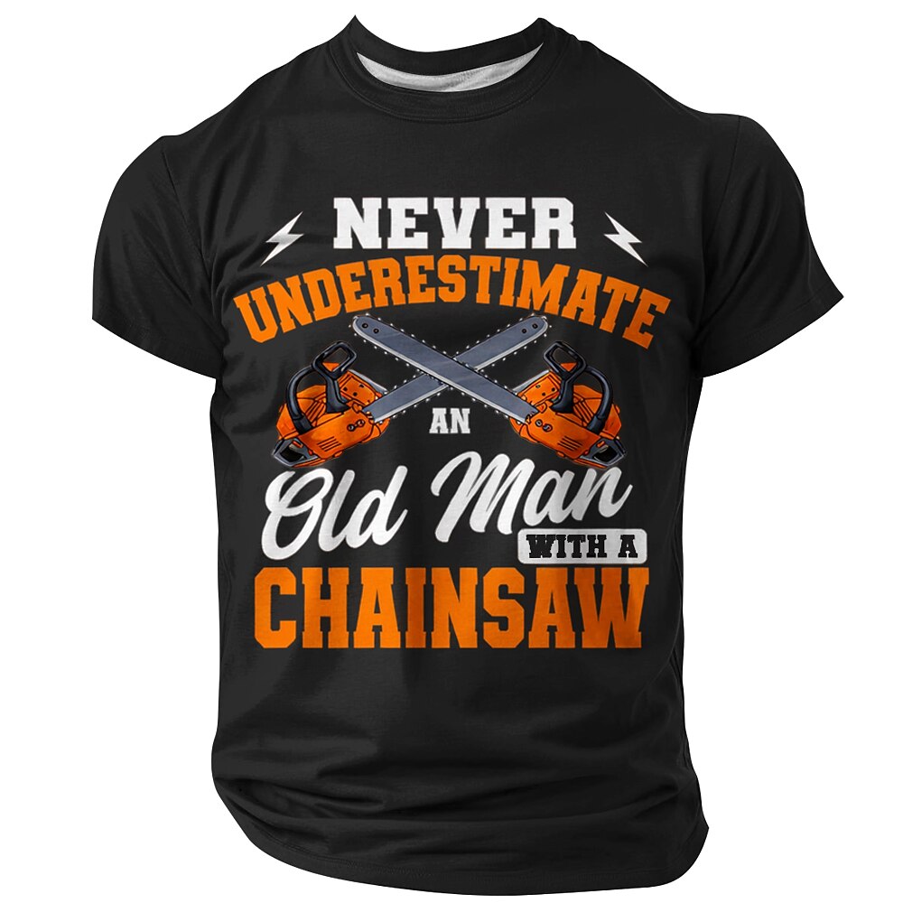Old Man Saws Funny Chainsaw Handyman Tools Graphic Work Tee