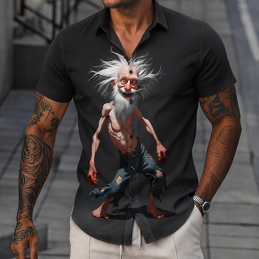 Legendary Cartoon Old Man Vintage Retro Short Sleeve Shirt