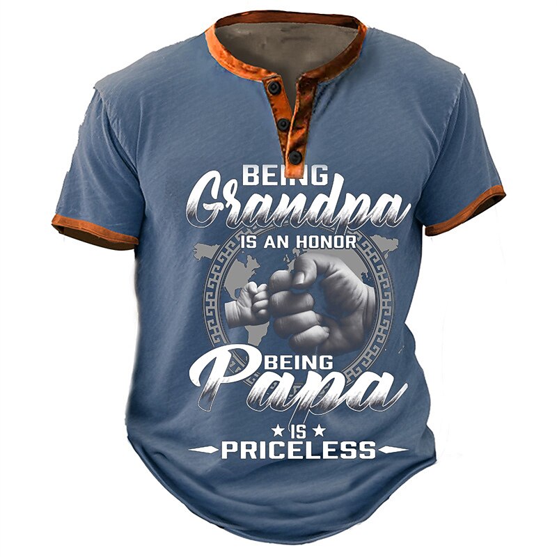 Being Grandpa Is Honor Funny Graphic Henley Shirt