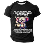 Funny Animal Old Man Exaggerated Humor Graphic Casual Tee
