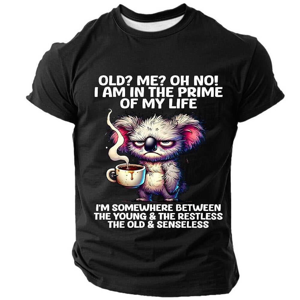 Funny Animal Old Man Exaggerated Humor Graphic Casual Tee