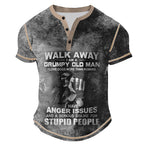 Classic Old Man Text Humor Short Sleeve Henley Shirt