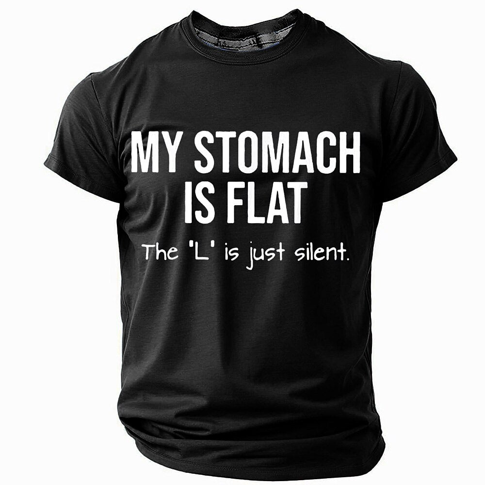 My Stomach Is Flat Silent L Funny Graphic Tee