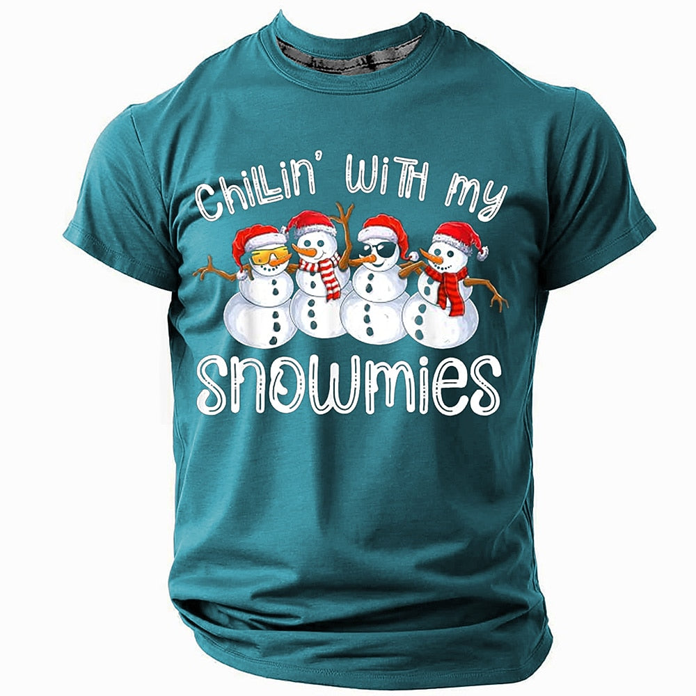 Funny Snowman Retro Vintage Christmas Holiday Short Sleeve Tee